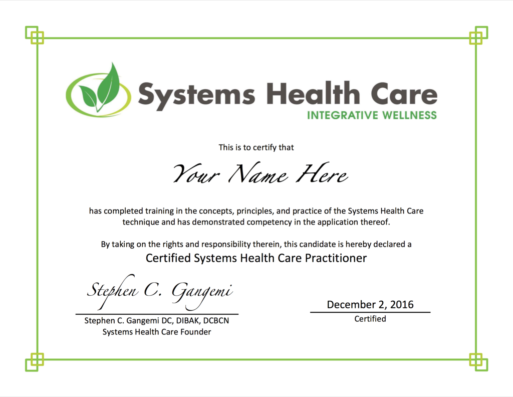 Systems Health Care SHC Certification